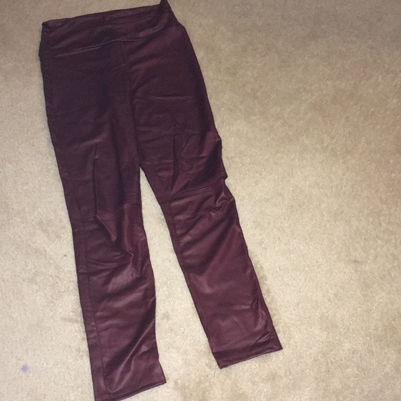 Pants - Fake leather pants with cut out knees.